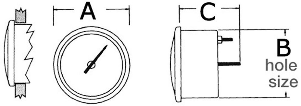 Lämpömittari Osculati 12/24V musta Ø 57 mm