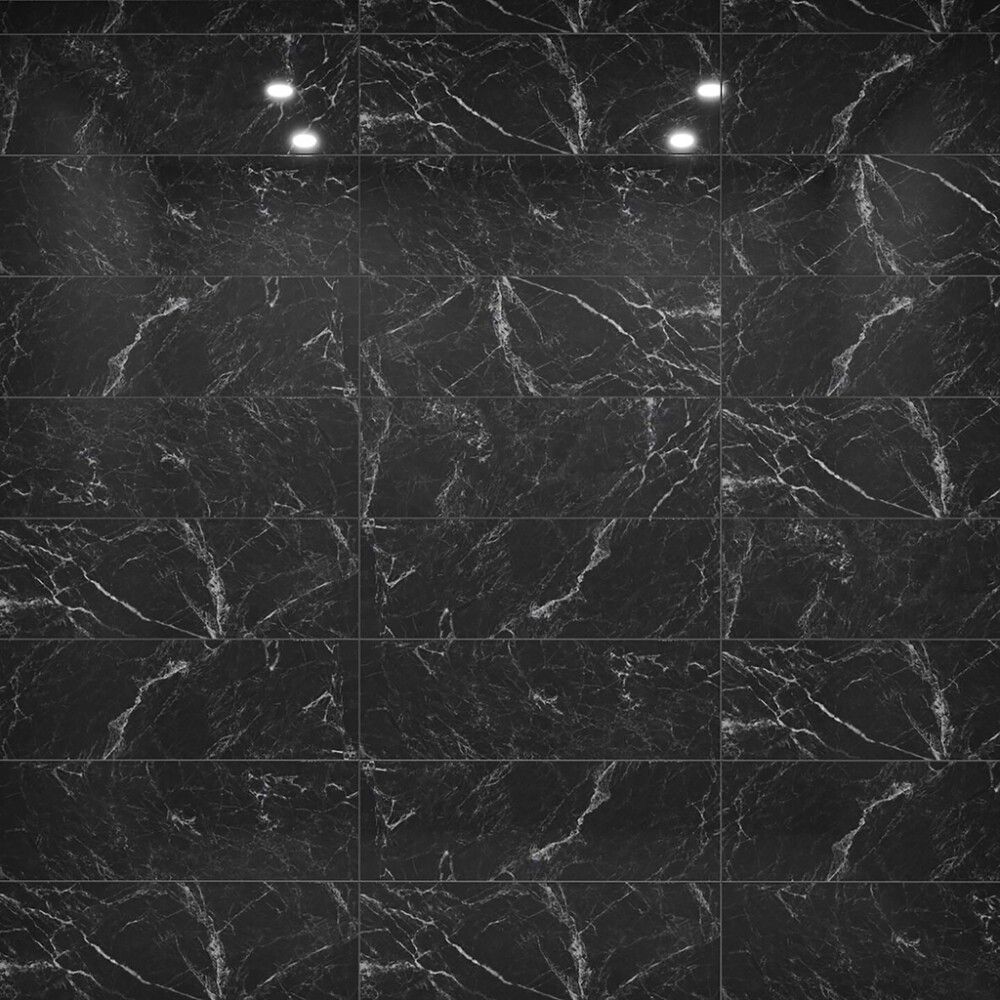 Seinälaatta LPC Palace Vulcano kiiltävä musta rektifioitu 30 x 90 cm