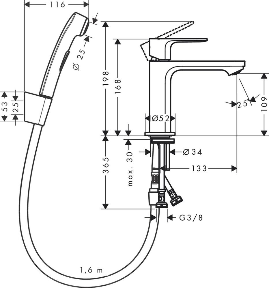 Pesuallashana Hansgrohe Rebris S 110 Bidette Mattamusta