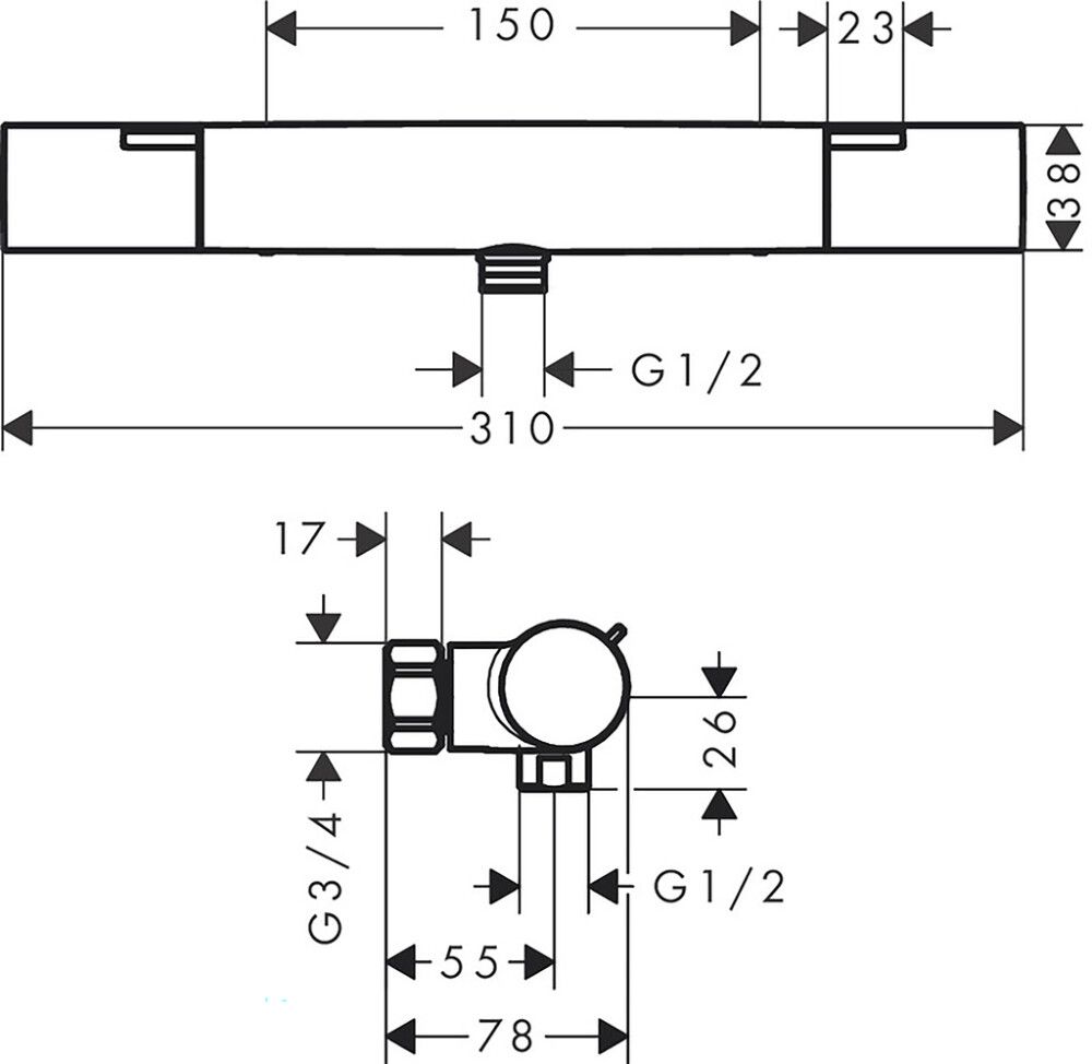 Termostaattisuihkuhana Hansgrohe Nordic Ecostat Fine Kromi