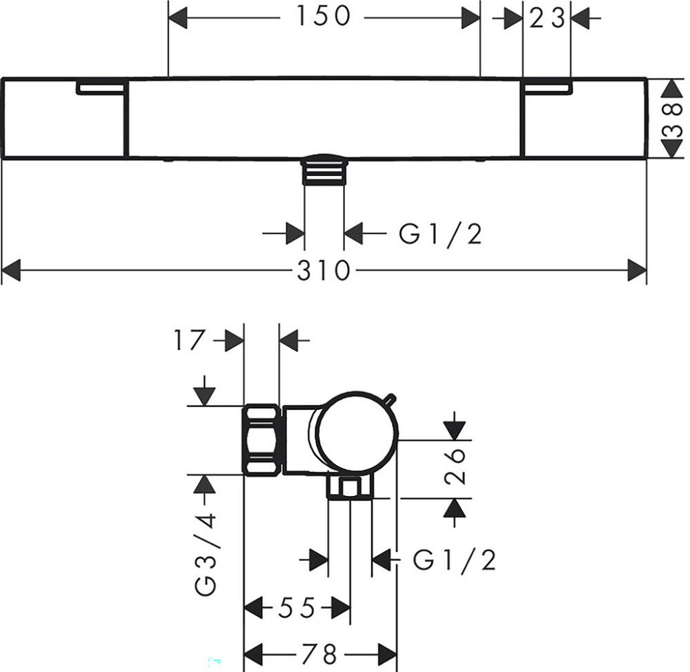 Termostaattisuihkuhana Hansgrohe Nordic Ecostat Fine Musta