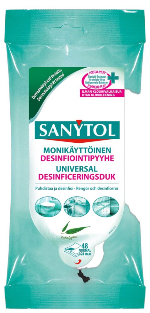 Desinfiointipyyhkeet Sanytol Eukalyptus 72 Kpl