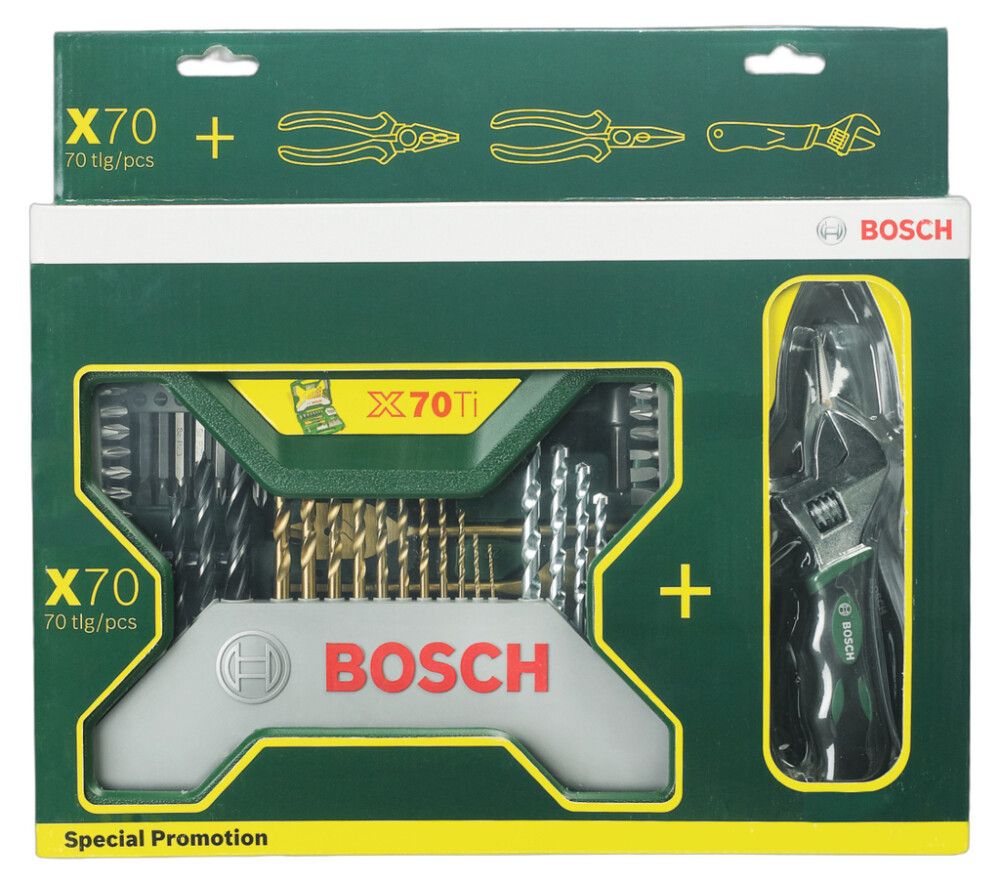 X-Line-tarvikesarja ja pihdit Bosch 70-os. 
