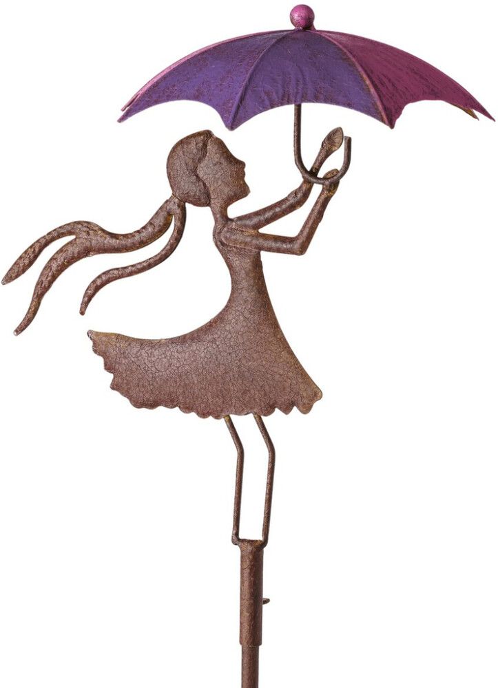 Puutarhakoriste tyttö ja sateenvarjo