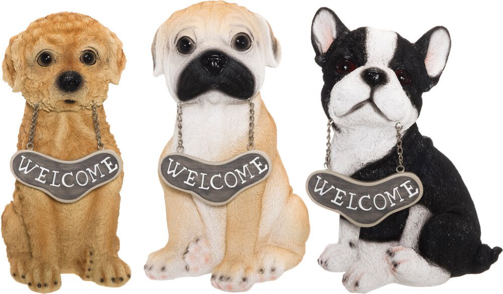 Puutarhapatsas koira Welcome 25 cm lajitelma