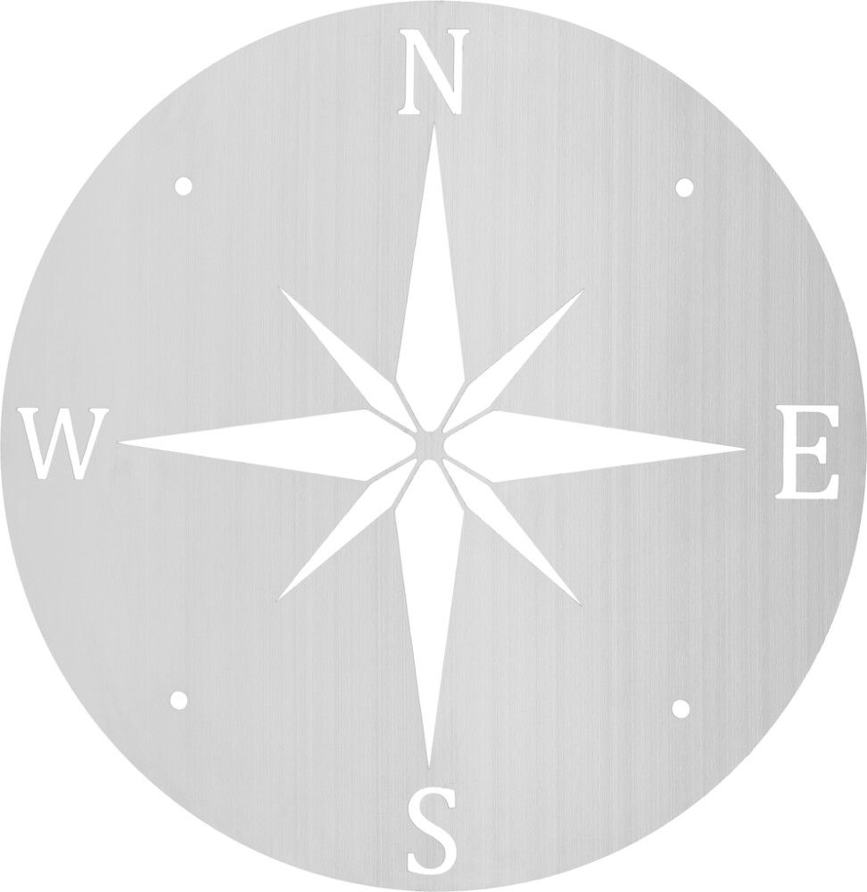 Kompassiruusu 30 cm hopea