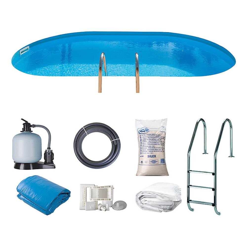 Maahan upotettava uima-allas Swim & Fun ovaali 800 x 400 x 120 cm
