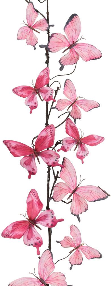 Koristeoksa perhoset 110 cm pinkki