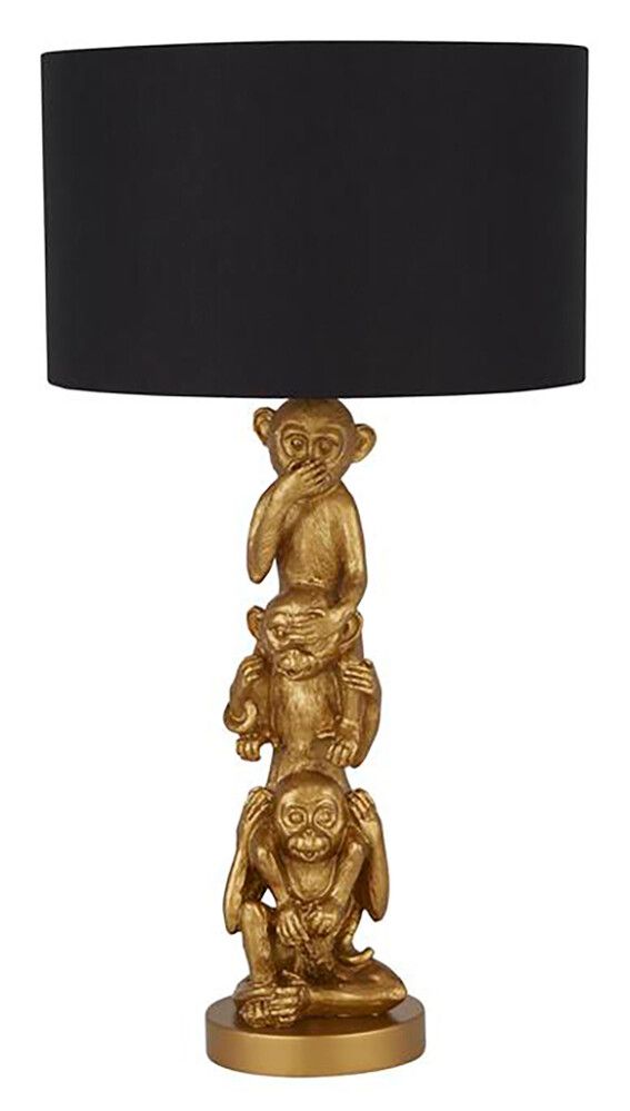 Pöytävalaisin Searchlight 3 Wise Monkey musta/kulta ⌀ 28 cm
