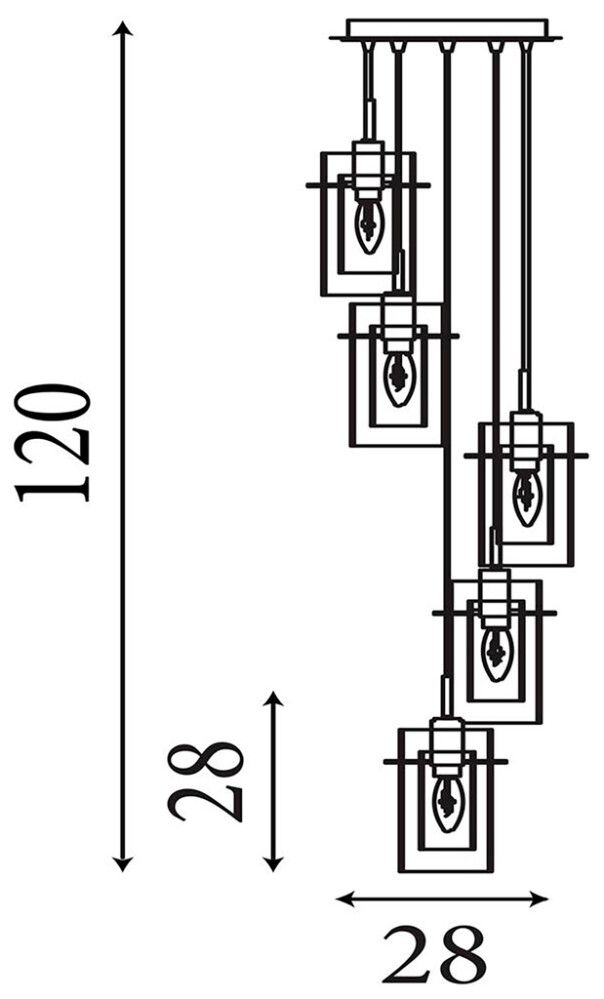 Riippuvalaisin Searchlight Duo I 5-os harjattu hopea ⌀ 28 cm