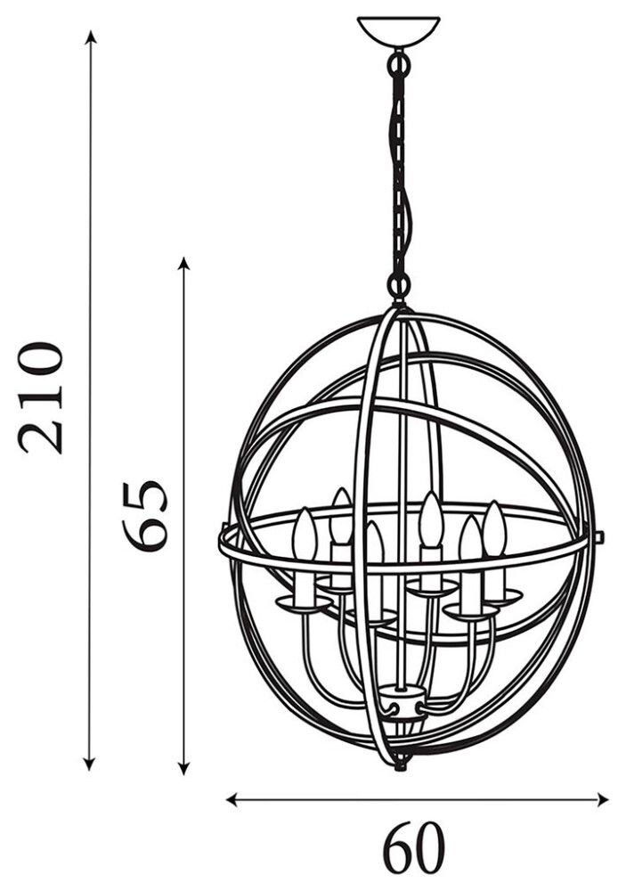 Riippuvalaisin Searchlight Orbit 6-os musta ⌀ 60 cm
