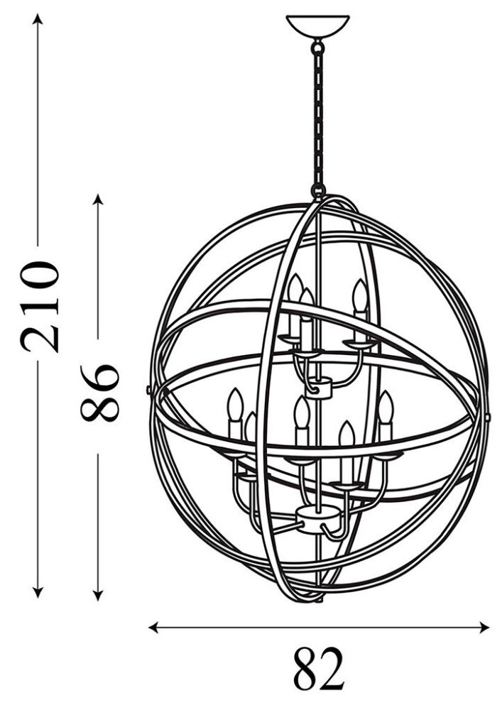 Riippuvalaisin Searchlight Orbit 8-os musta ⌀ 82 cm