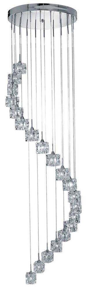 LED-riippuvalaisin Searchlight Ice Cube 20-os kromi ⌀ 45 cm