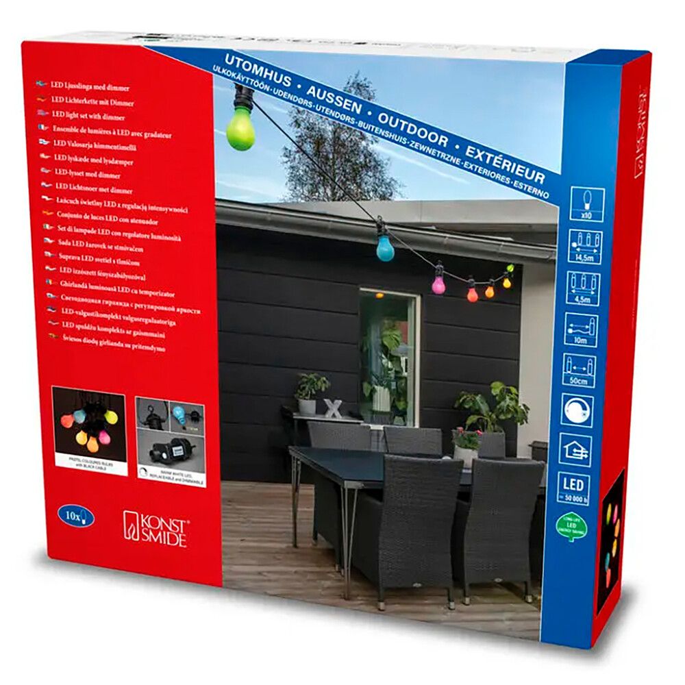 LED-juhlavalosarja Konstsmide 10-os monivärinen 14,5 m