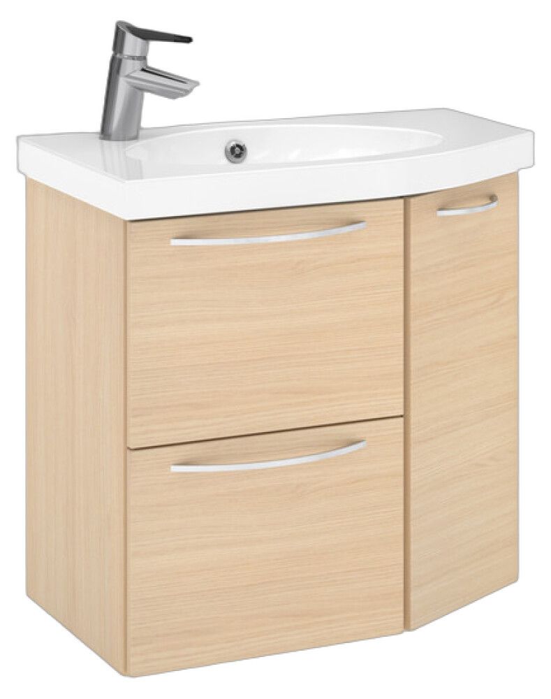 Allaskaappi Temal Mondo vaalea tammi 67,5 x 40 x 64 cm, 2 ltk + 1 ovi, viiste oikealla