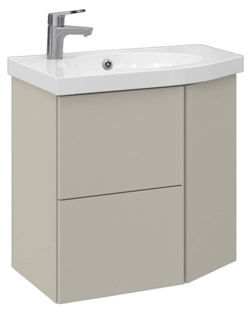 Allaskaappi Temal Mondo matta greige 67,5 x 40 x 64 cm, 2 ltk + 1 ovi, viiste oikealla