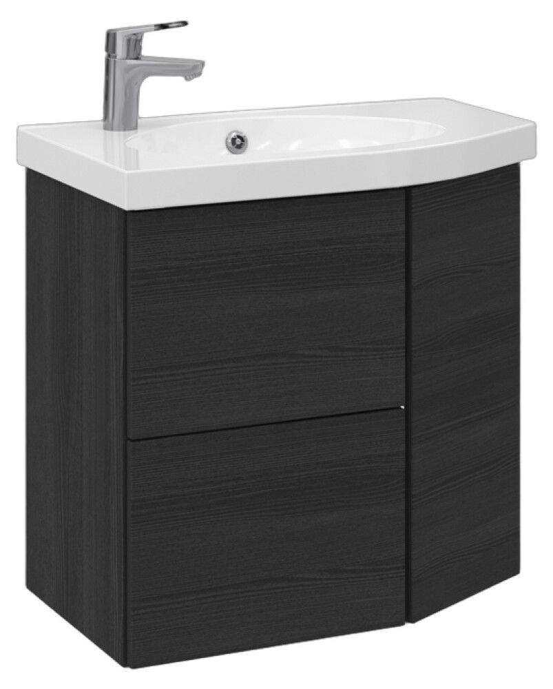 Allaskaappi Temal Mondo musta puu 67,5 x 40 x 64 cm, 2 ltk + 1 ovi, viiste oikealla