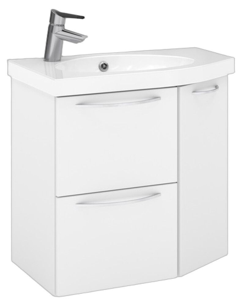 Allaskaappi Temal Mondo mattavalkoinen 67,5 x 40 x 64 cm, 2 ltk + 1 ovi, viiste oikealla