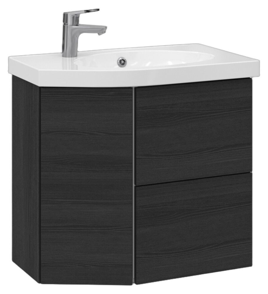 Allaskaappi Temal Mondo musta puu 67,5 x 40 x 64 cm, 2 ltk + 1 ovi, viiste vasemmalla