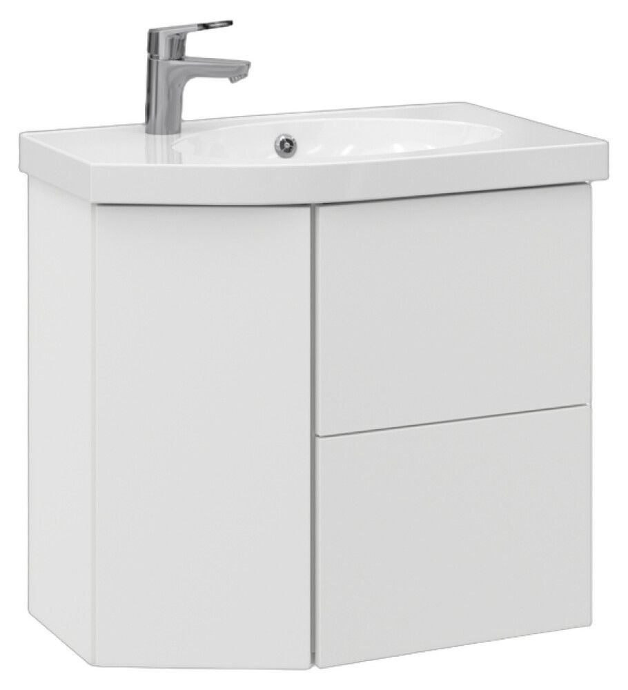 Allaskaappi Temal Mondo mattavalkoinen 67,5 x 40 x 64 cm, 2 ltk + 1 ovi, viiste vasemmalla