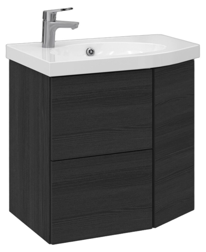 Allaskaappi Temal Mondo musta puu 67,5 x 45 x 64 cm, 2 ltk + 1 ovi, viiste oikealla