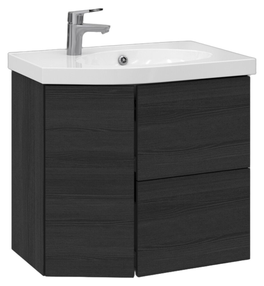 Allaskaappi Temal Mondo musta puu 67,5 x 45 x 64 cm, 2 ltk + 1 ovi, viiste vasemmalla