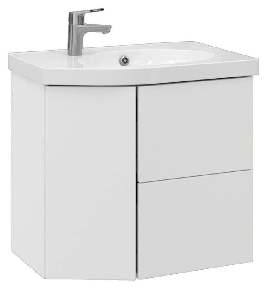 Allaskaappi Temal Mondo mattavalkoinen 67,5 x 45 x 64 cm, 2 ltk + 1 ovi, viiste vasemmalla