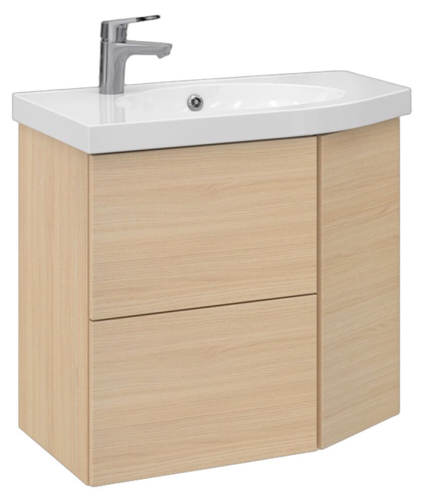 Allaskaappi Temal Mondo vaalea tammi 72,5 x 40 x 64 cm, 2 ltk + 1 ovi, viiste oikealla