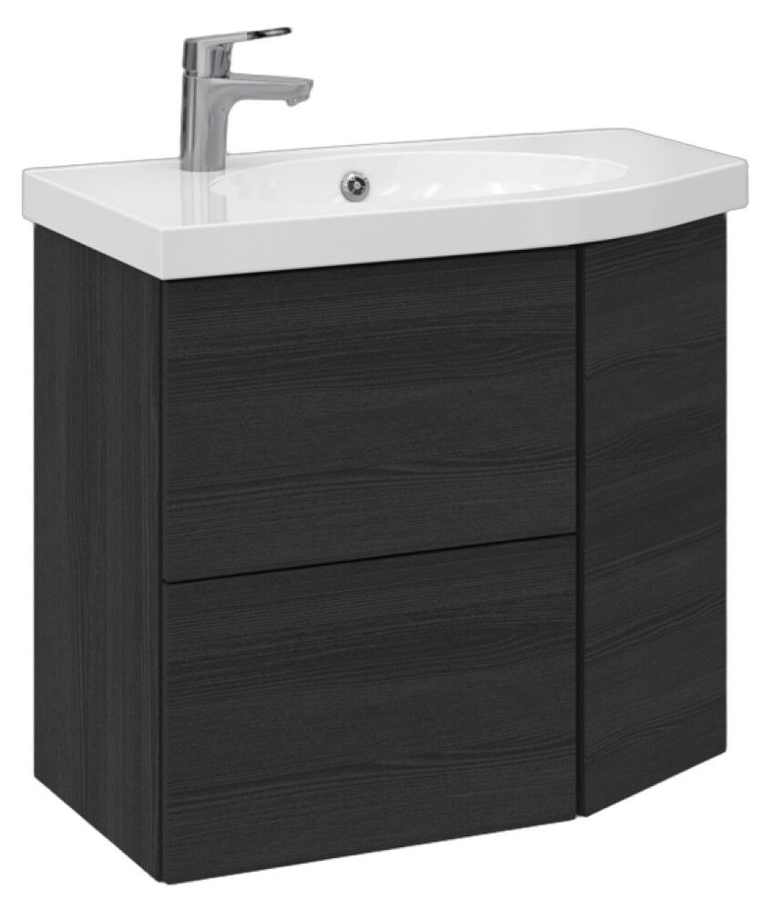 Allaskaappi Temal Mondo musta puu 72,5 x 40 x 64 cm, 2 ltk + 1 ovi, viiste oikealla