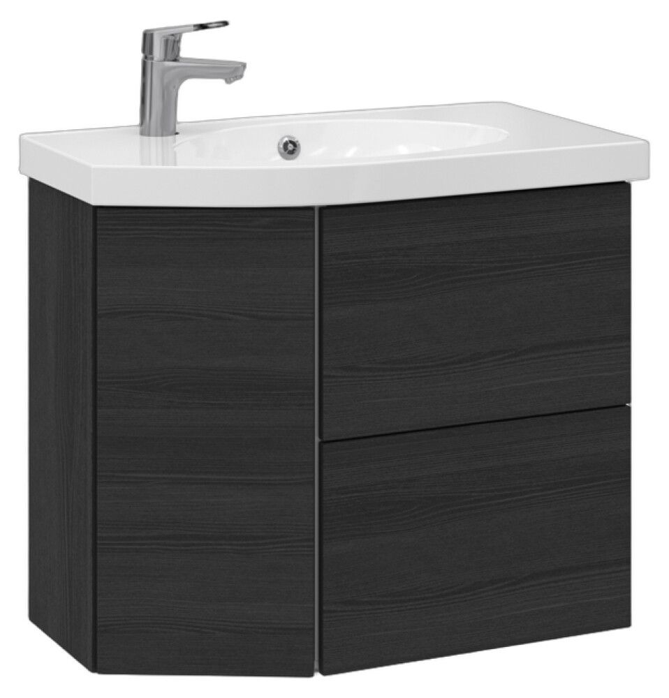 Allaskaappi Temal Mondo musta puu 72,5 x 40 x 64 cm, 2 ltk + 1 ovi, viiste vasemmalla