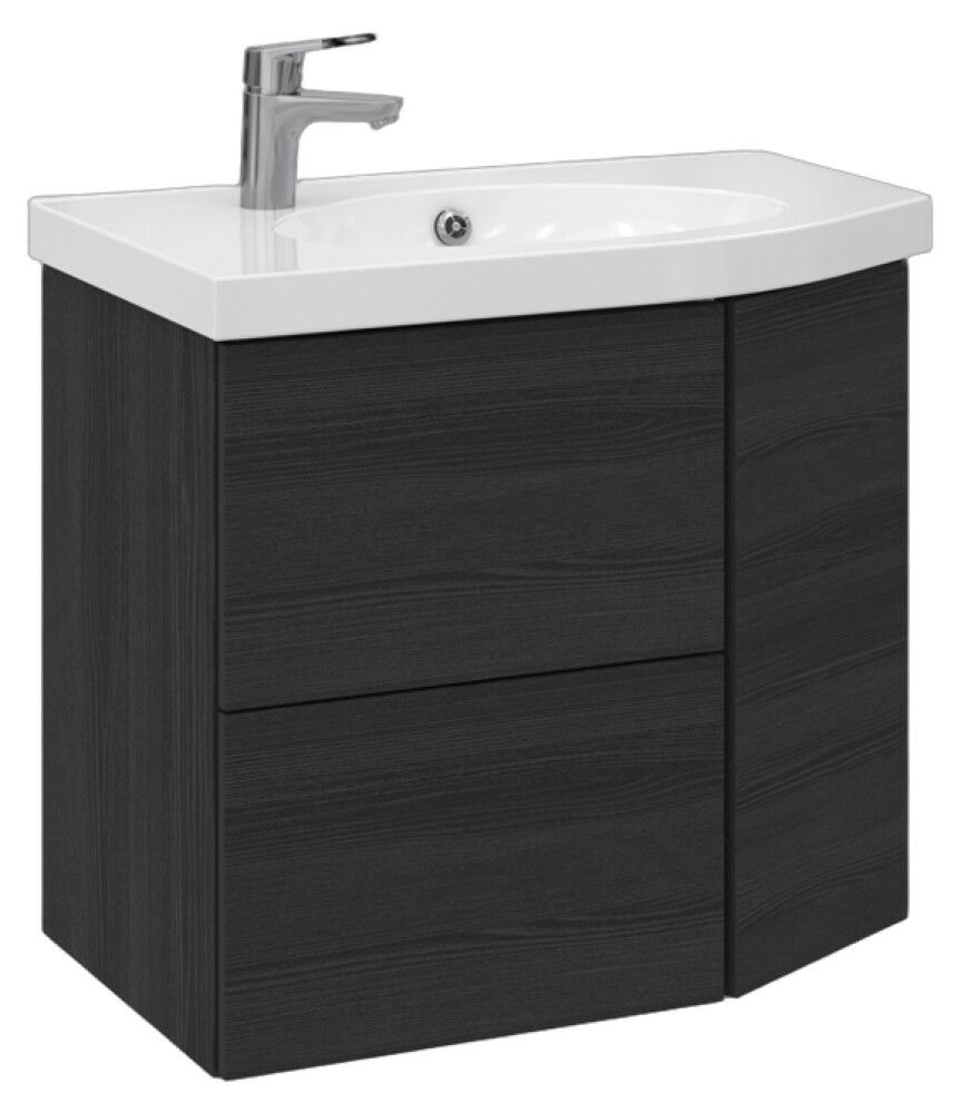 Allaskaappi Temal Mondo musta puu 72,5 x 45 x 64 cm, 2 ltk + 1 ovi, viiste oikealla