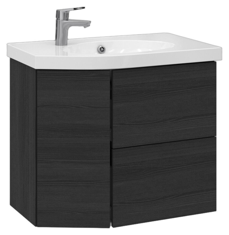 Allaskaappi Temal Mondo musta puu 72,5 x 45 x 64 cm, 2 ltk + 1 ovi, viiste vasemmalla