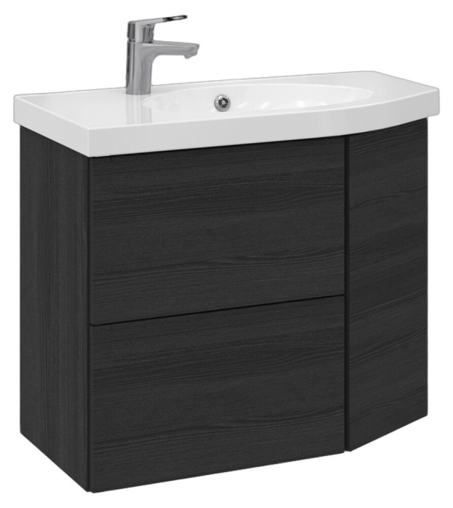 Allaskaappi Temal Mondo musta puu 77,5 x 40 x 64 cm, 2 ltk + 1 ovi, viiste oikealla