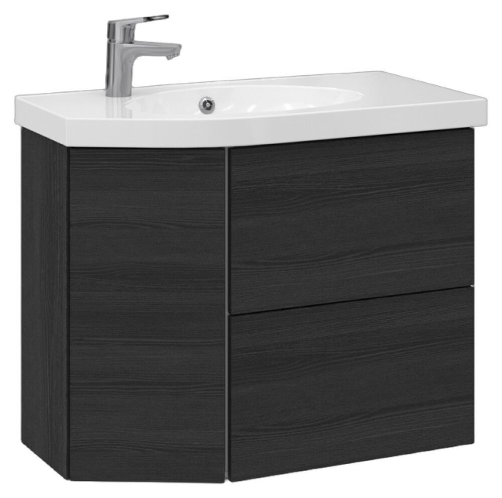 Allaskaappi Temal Mondo musta puu 77,5 x 40 x 64 cm, 2 ltk + 1 ovi, viiste vasemmalla