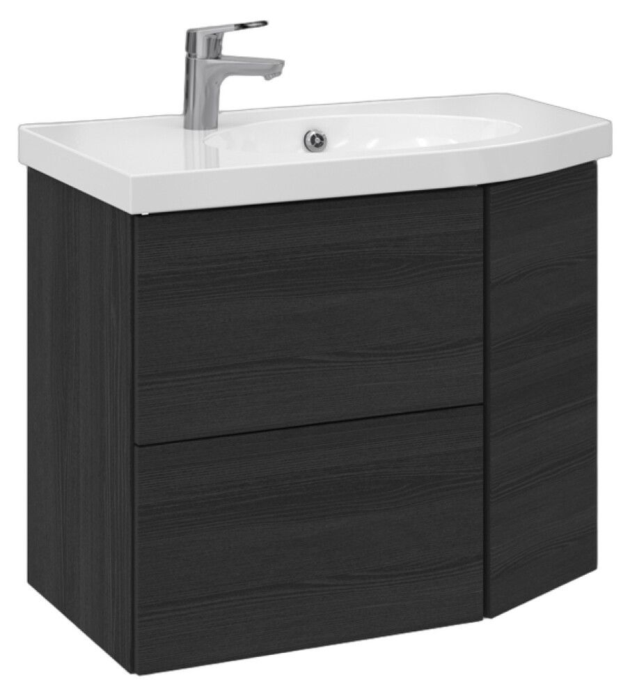 Allaskaappi Temal Mondo musta puu 77,5 x 45 x 64 cm, 2 ltk + 1 ovi, viiste oikealla