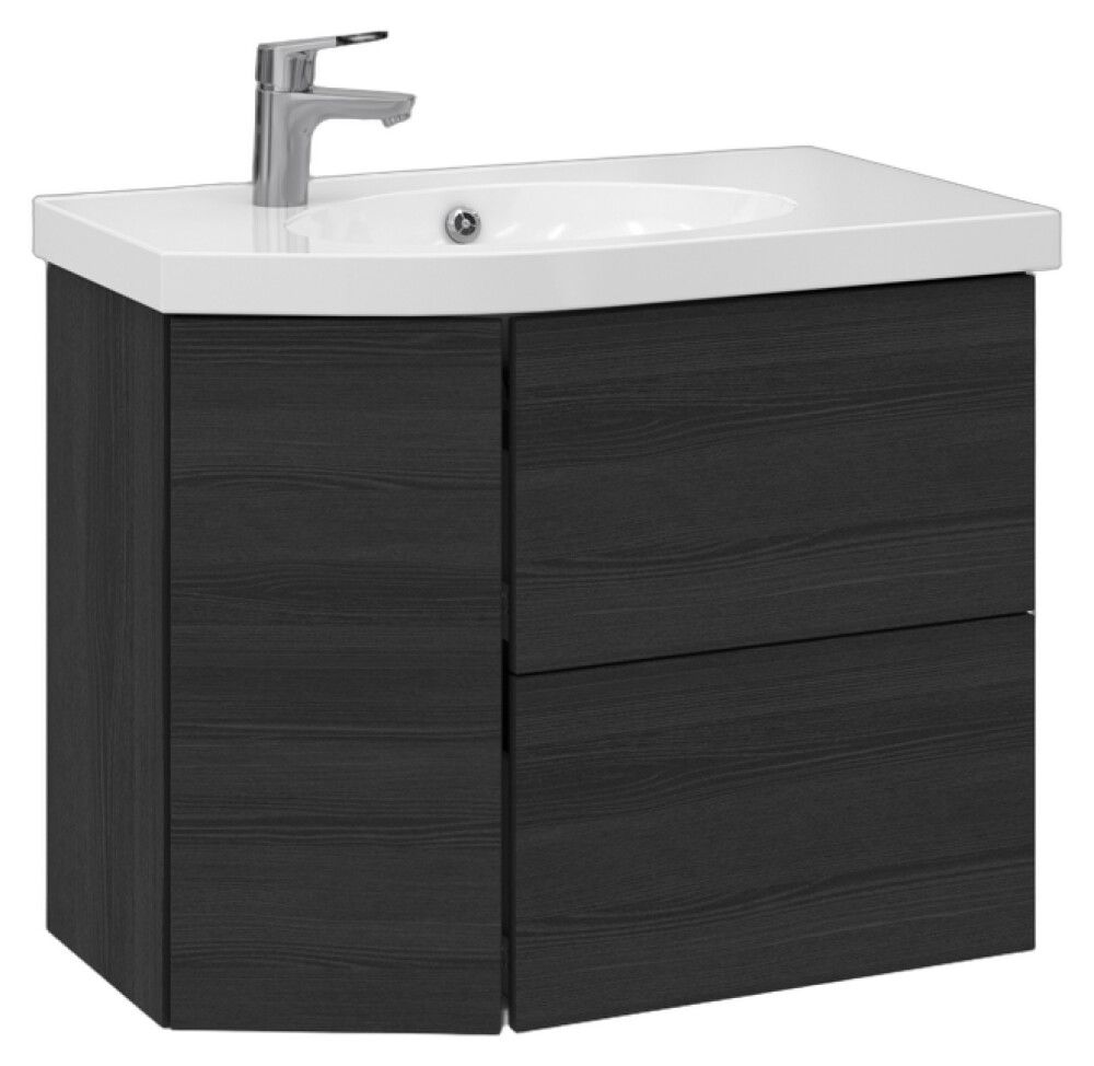 Allaskaappi Temal Mondo musta puu 77,5 x 45 x 64 cm, 2 ltk + 1 ovi, viiste vasemmalla