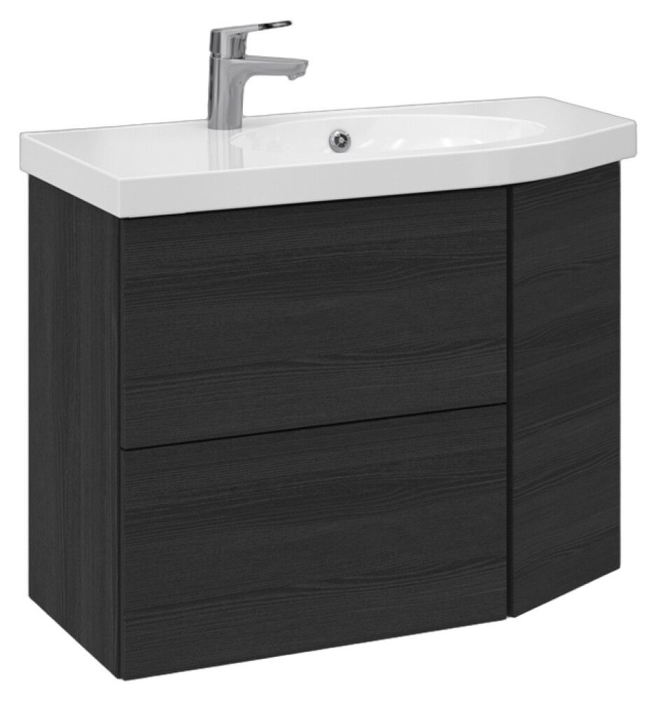 Allaskaappi Temal Mondo musta puu 82,5 x 40 x 64 cm, 2 ltk + 1 ovi, viiste oikealla