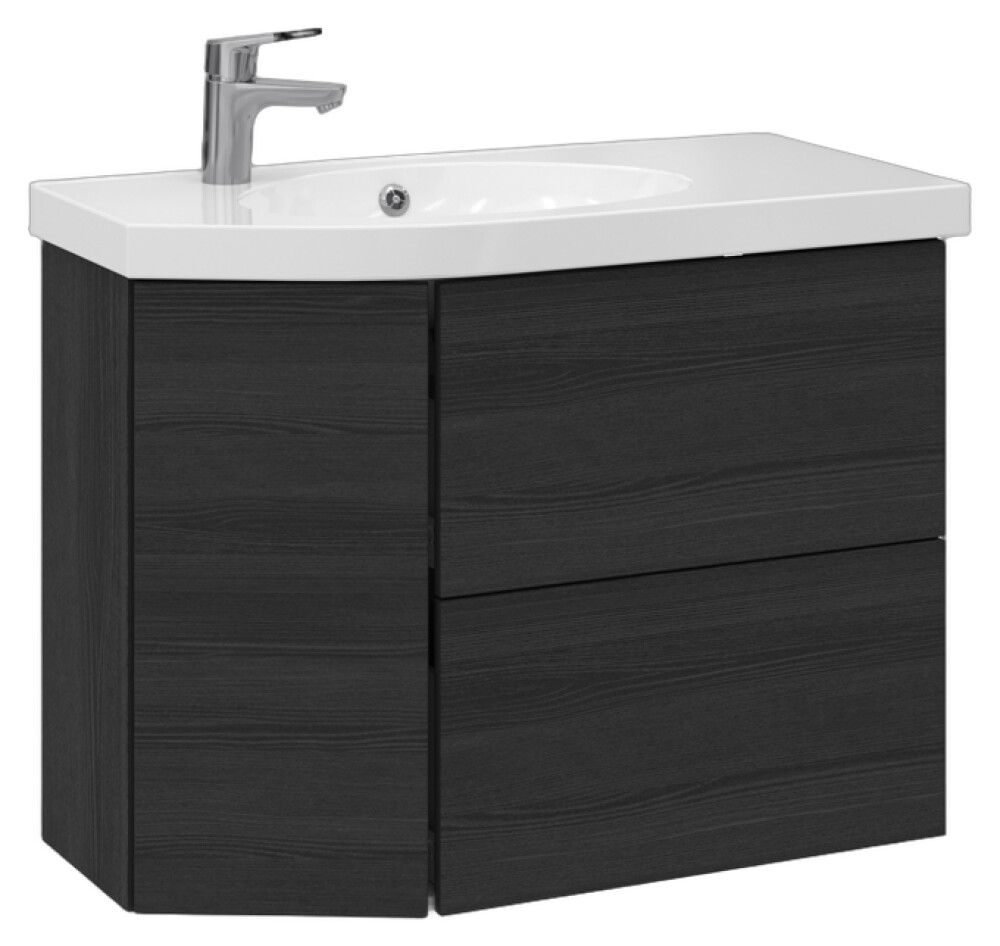 Allaskaappi Temal Mondo musta puu 82,5 x 40 x 64 cm, 2 ltk + 1 ovi, viiste vasemmalla