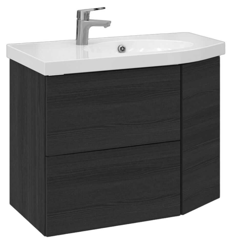 Allaskaappi Temal Mondo musta puu 82,5 x 45 x 64 cm, 2 ltk + 1 ovi, viiste oikealla