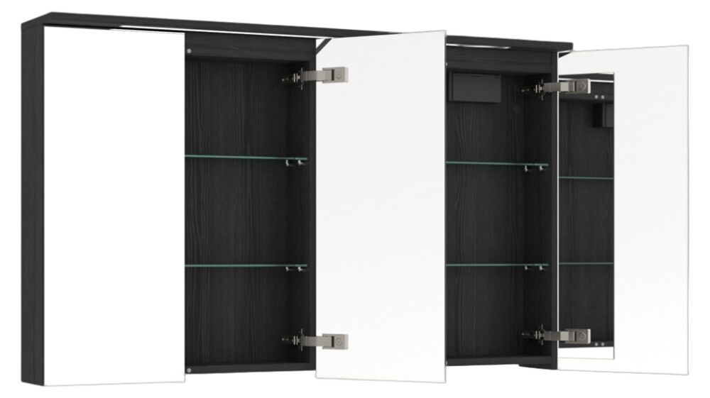 LED-peilikaappi Temal Unic musta puu 120 x 20 x 72,7 cm, 4 ovea