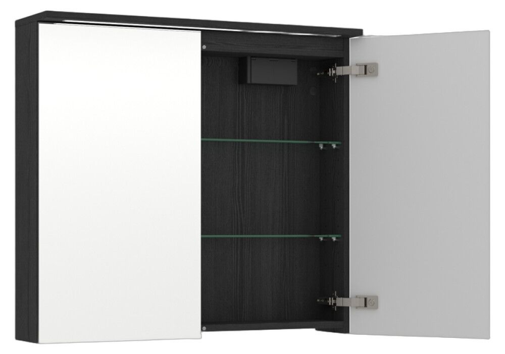 LED-peilikaappi Temal Unic musta puu 80 x 20 x 72,7 cm, 2 ovea