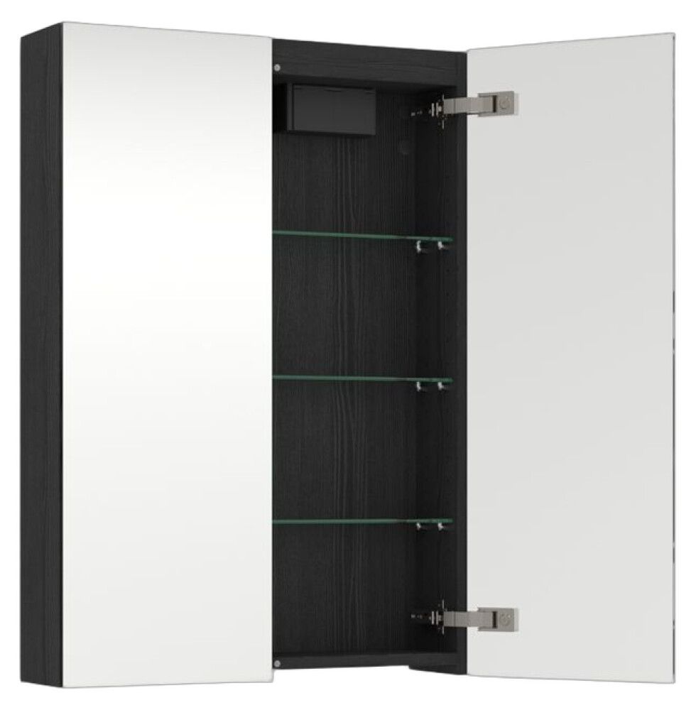 Peilikaappi Temal Emina musta puu 60 x 15 x 85 cm, 2 ovea