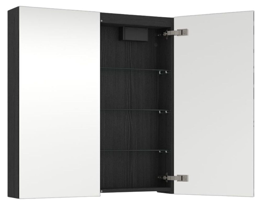 Peilikaappi Temal Emina musta puu 80 x 15 x 85 cm, 2 ovea