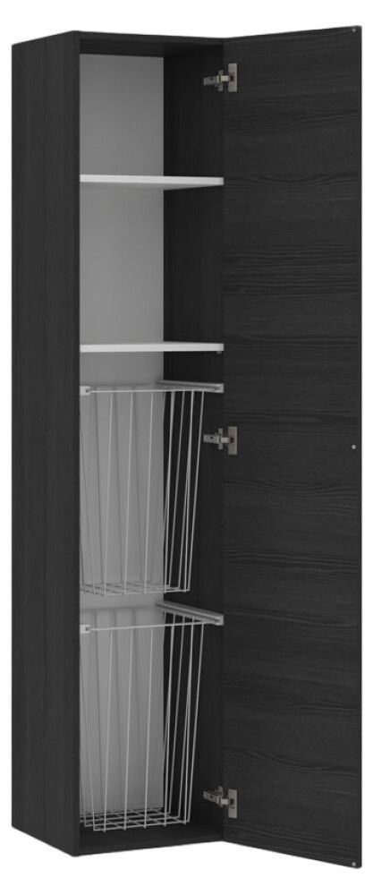 Korkea pyykkikaappi Temal musta puu 40 x 38 x 182 cm