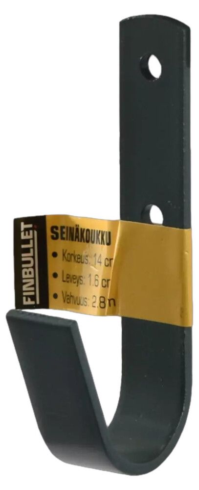 Seinäkoukku Finbullet musta 14 x 1,6 cm