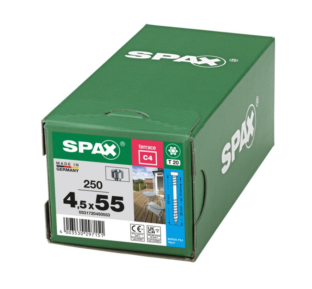 Terassiruuvi Spax C4 4,5 x 55 mm 250 kpl