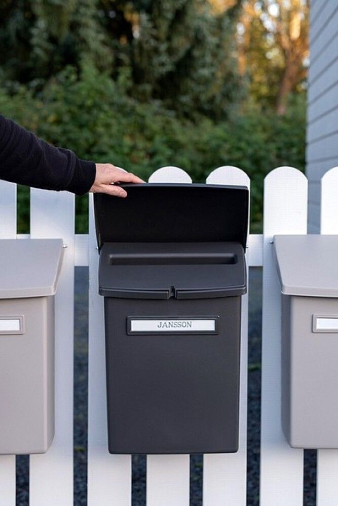 Postilaatikko välikannella Orthex hiilenmusta 34 x 21 x 43,5 cm