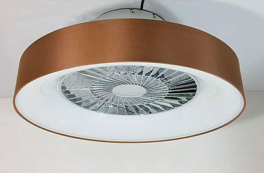 LED-tuuletinplafondi Voltomat Air Mary ruskea/hopea Ø 57 cm