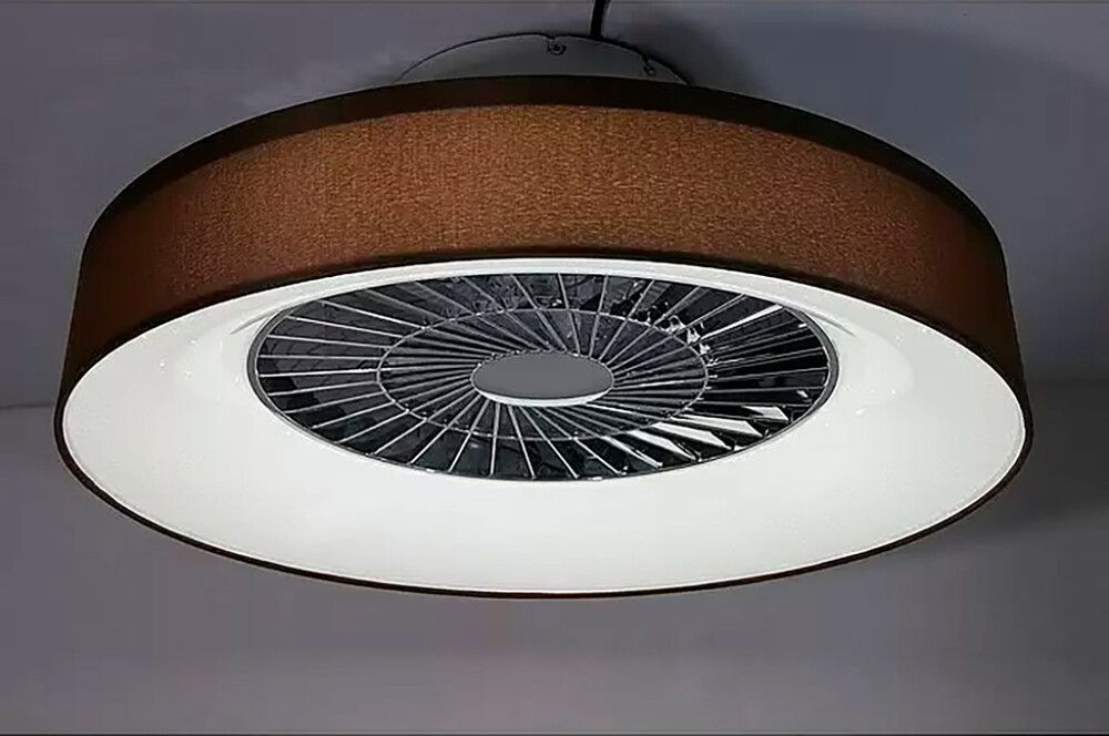 LED-tuuletinplafondi Voltomat Air Mary ruskea/hopea Ø 57 cm