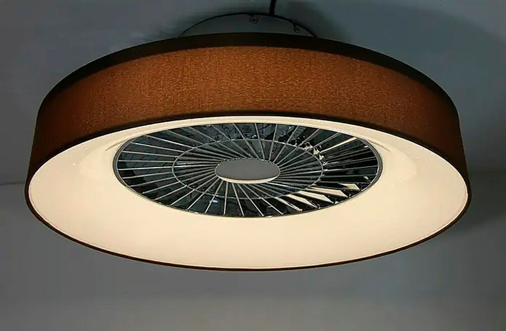 LED-tuuletinplafondi Voltomat Air Mary ruskea/hopea Ø 57 cm